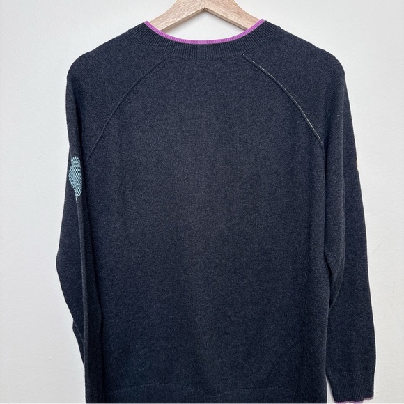 ZAKET & PLOVER Womens Small Vneck Heart Cashmere Gray Sweater CN - Picture 13 of 15